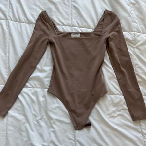 Rich Mocha Brown Contour Squareneck Bodysuit, Size Small